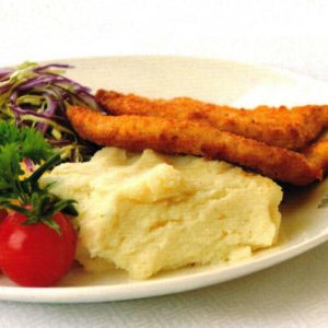 Pan-Seared Pork Chop with Mashed Potatoes and Vegetable Salad